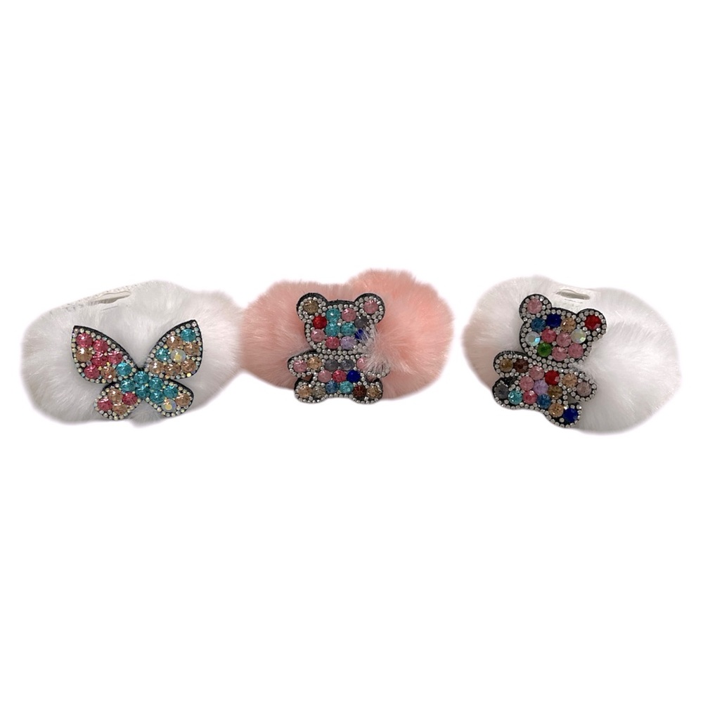 FUZZY JEWELED ELASTIC HAIR SCRUNCHY - Picture 3 of 6